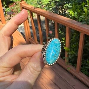 Studio Barse Blue Turquoise Bronzed Statement Ring size 8